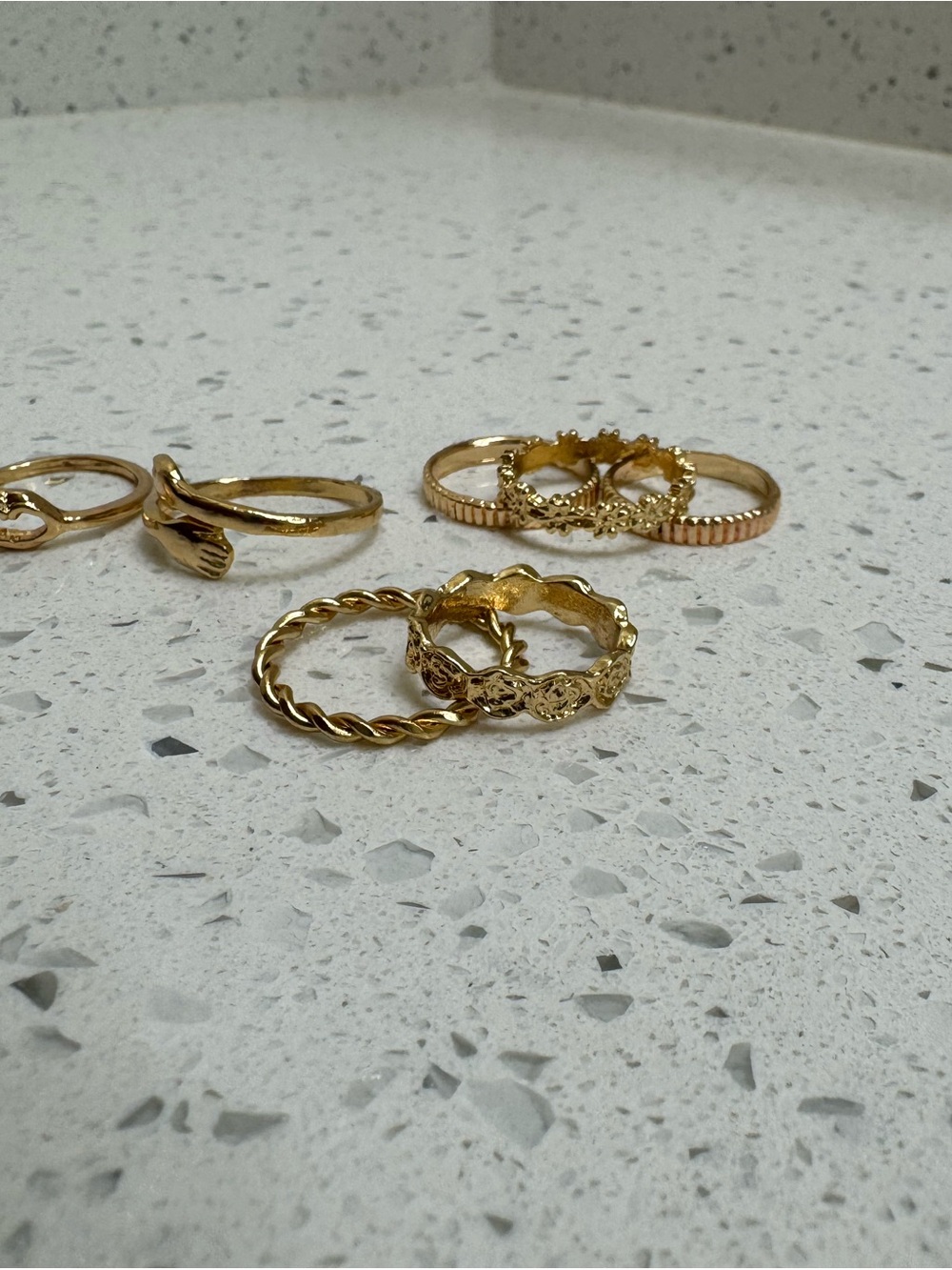 Amazon Gold Tone Mixed Texture Stacking Ring Set